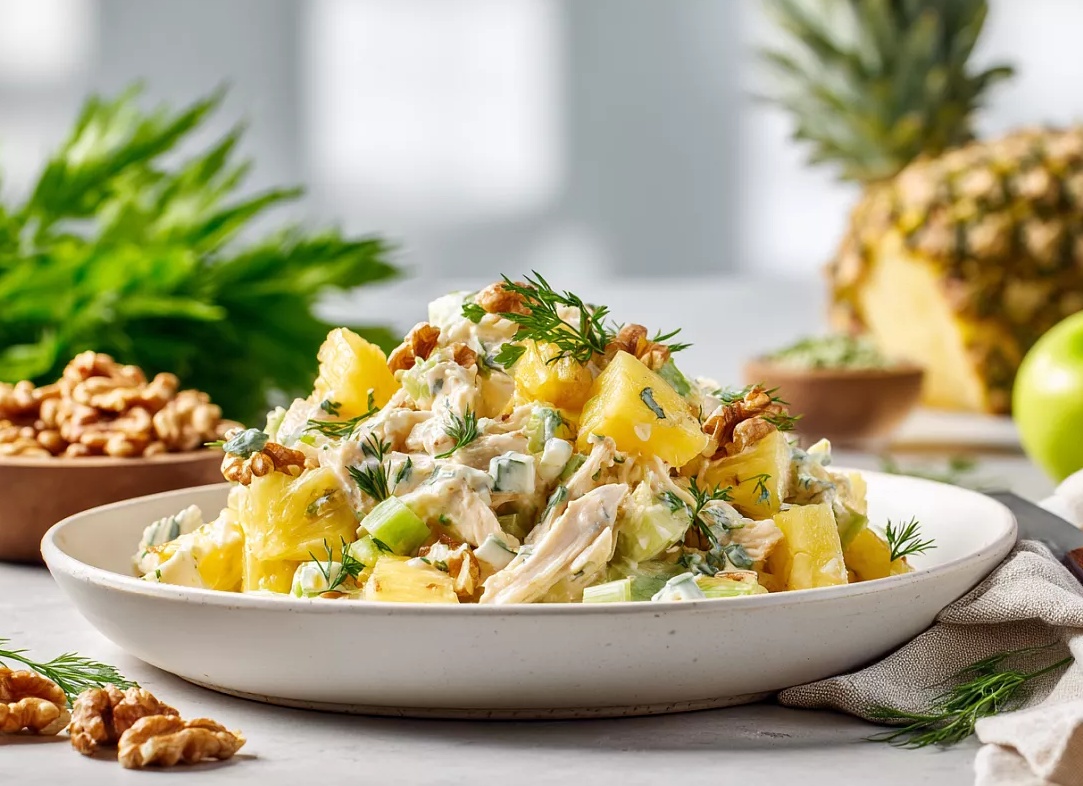 Салат с курицей и ананасами «Снегопад»